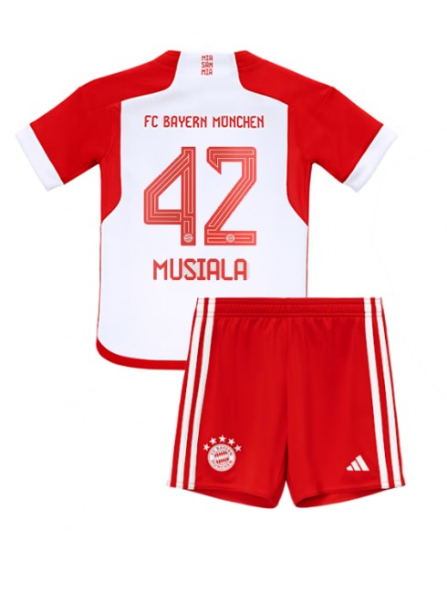 Billige Bayern Munich Jamal Musiala #42 Hjemmedraktsett Barn 2023-24 Kortermet (+ Korte bukser)